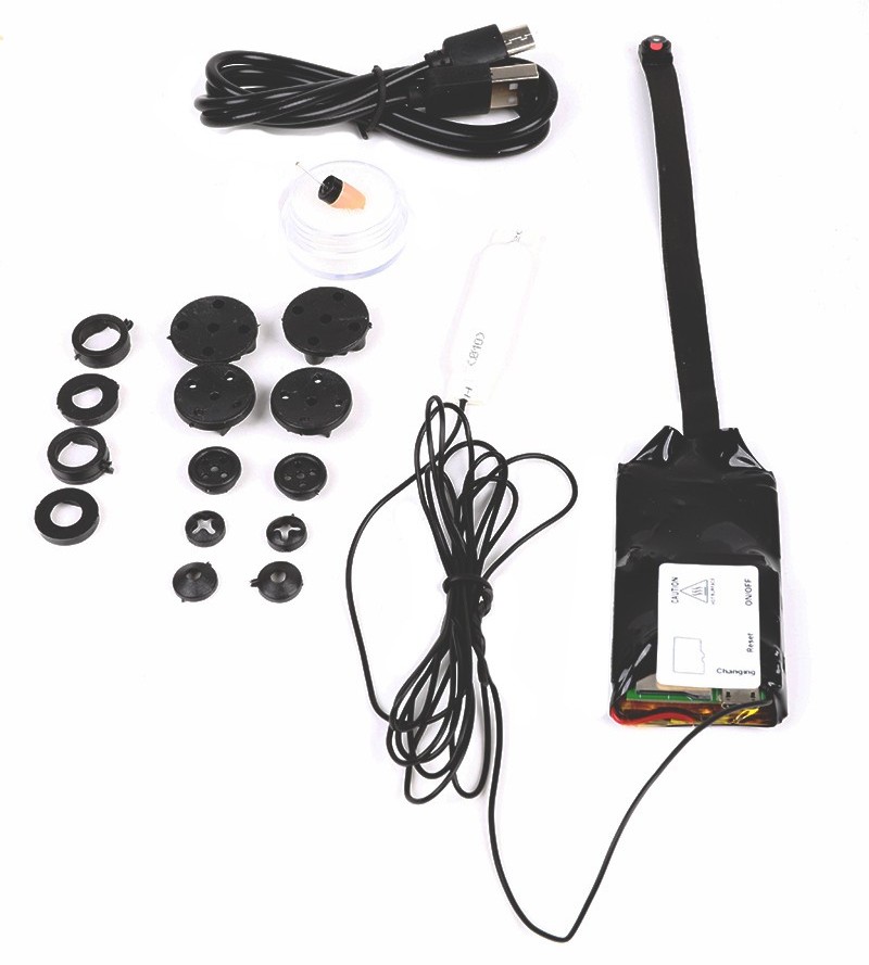 pinhole kameraknop med spion ørestykke til teksteksamen