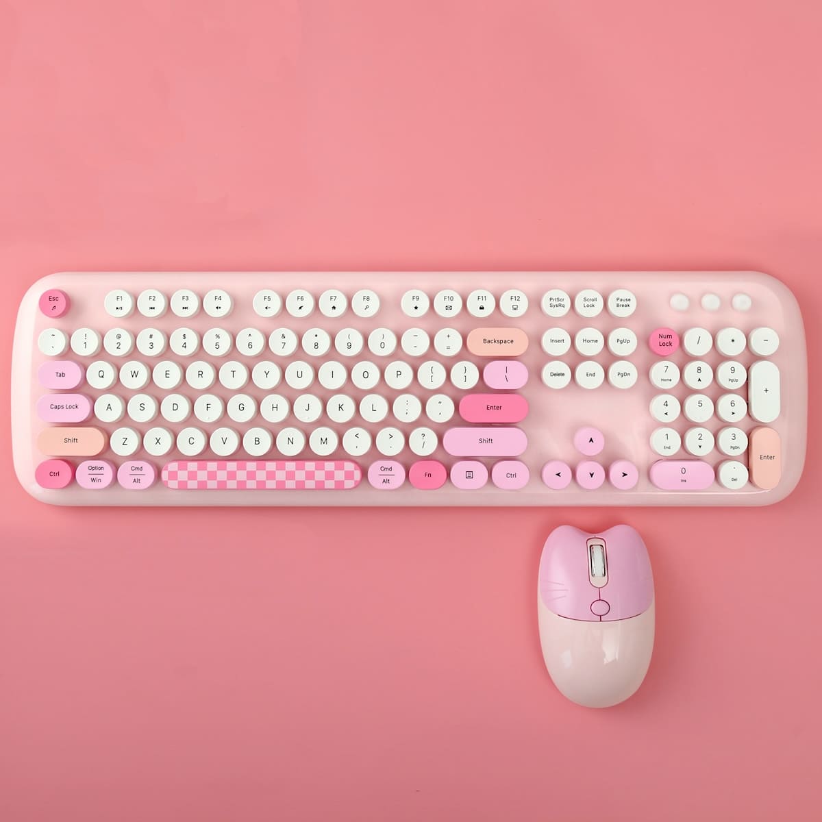 Trådløst tastatur og mus pink til pige