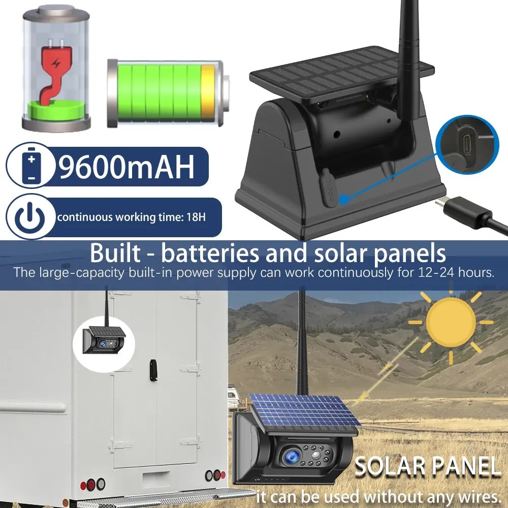 magnetisk bakkamera med batteri og solpanel