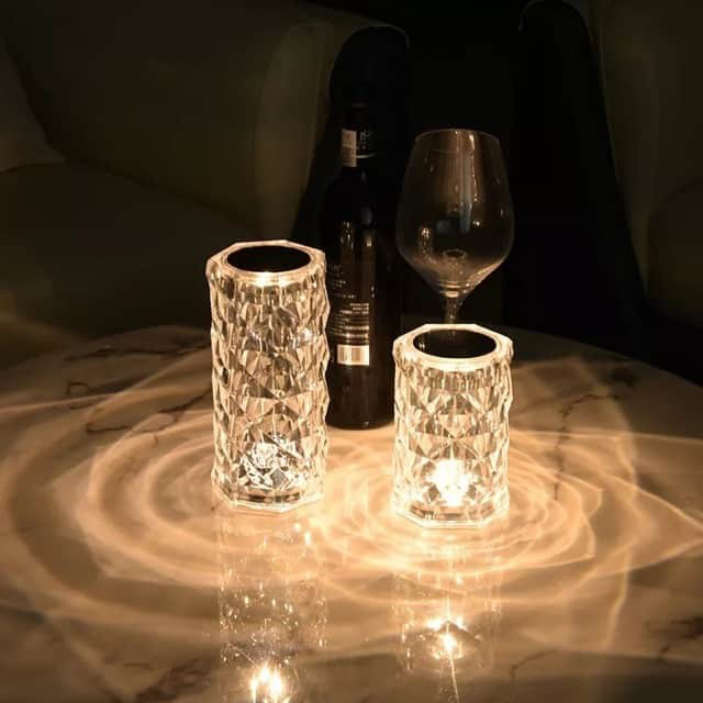 lampe LED touch krystal glas lille