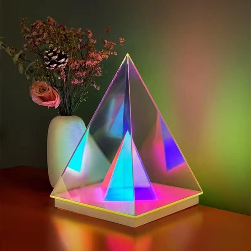 3D pyramide natlampe lys - bordlampe belysning bord dekoration