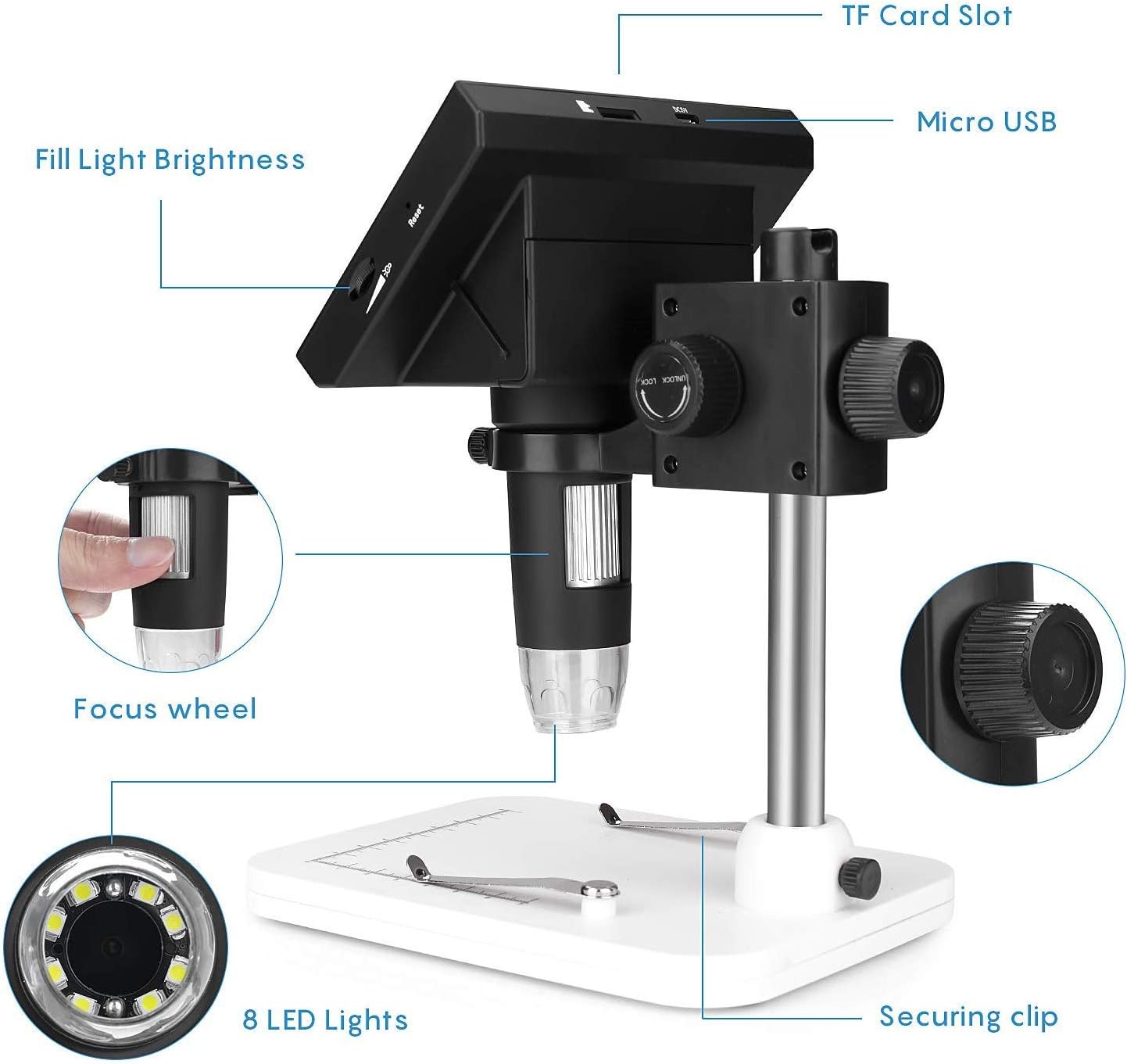 digitale mikroskoper til pc computer med led