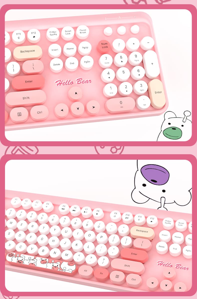 pink tastatur hello kitty design sæt mus stylova