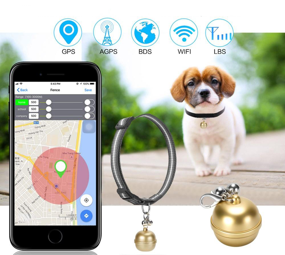 Hunde gps halsbånd klokke - mini gps locator til hunde/katte/dyr med Wifi og LBS sporing - IP67 | Cool Mania