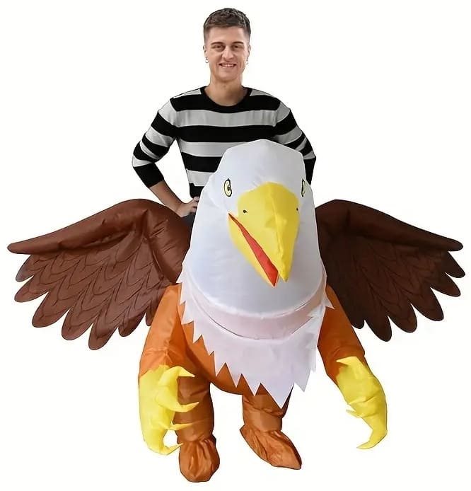 Oppusteligt kostume Eagle - Halloween karnevalsdragt med vifte