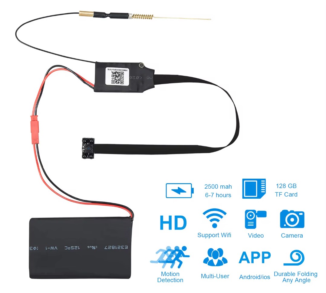 WiFi HD mini-pinhole HD-kamera 1080P med IR LED-natlys