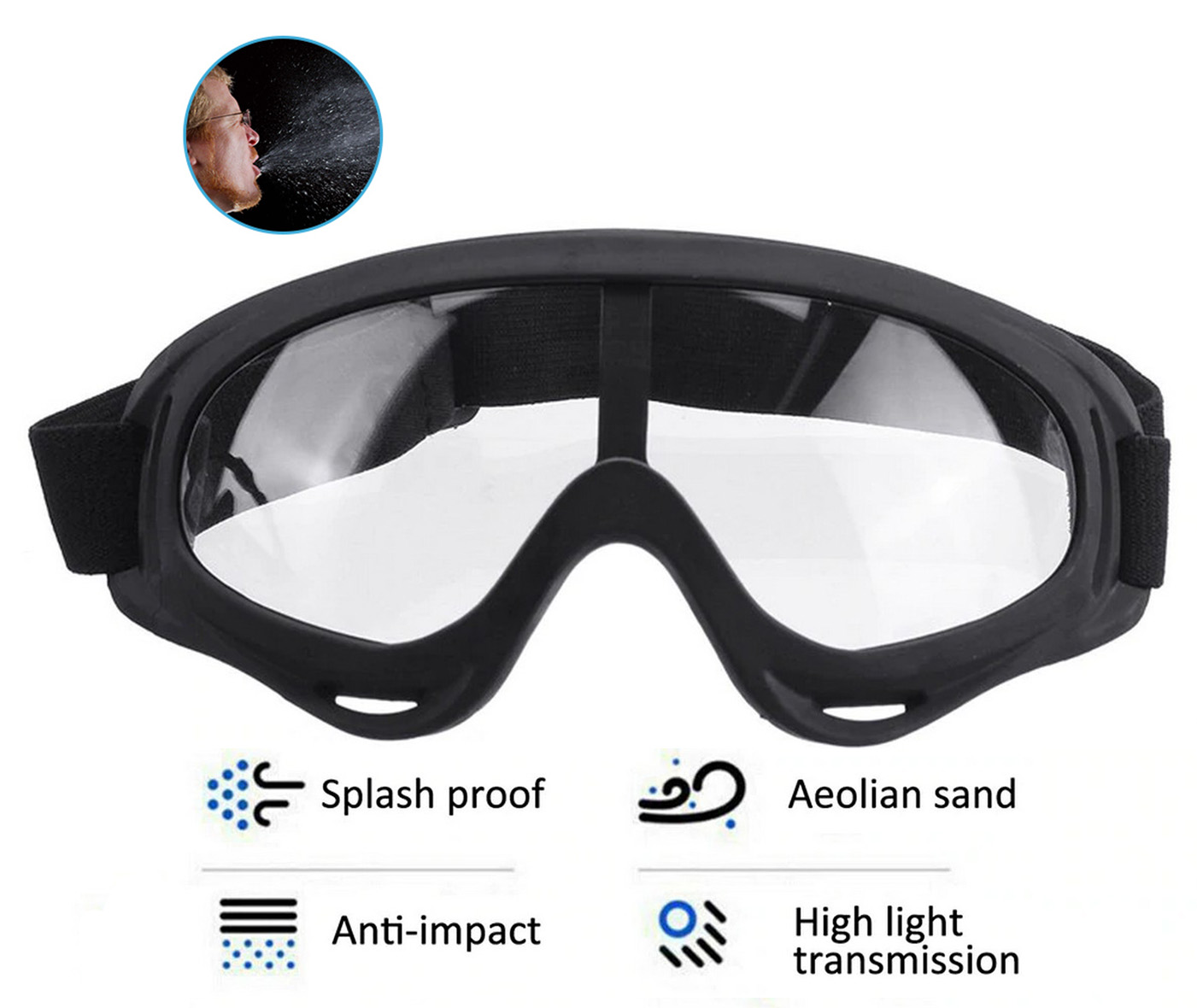Gennemsigtige beskyttelsesbriller med skum mod vira | Cool